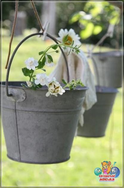 flowers in a bucket