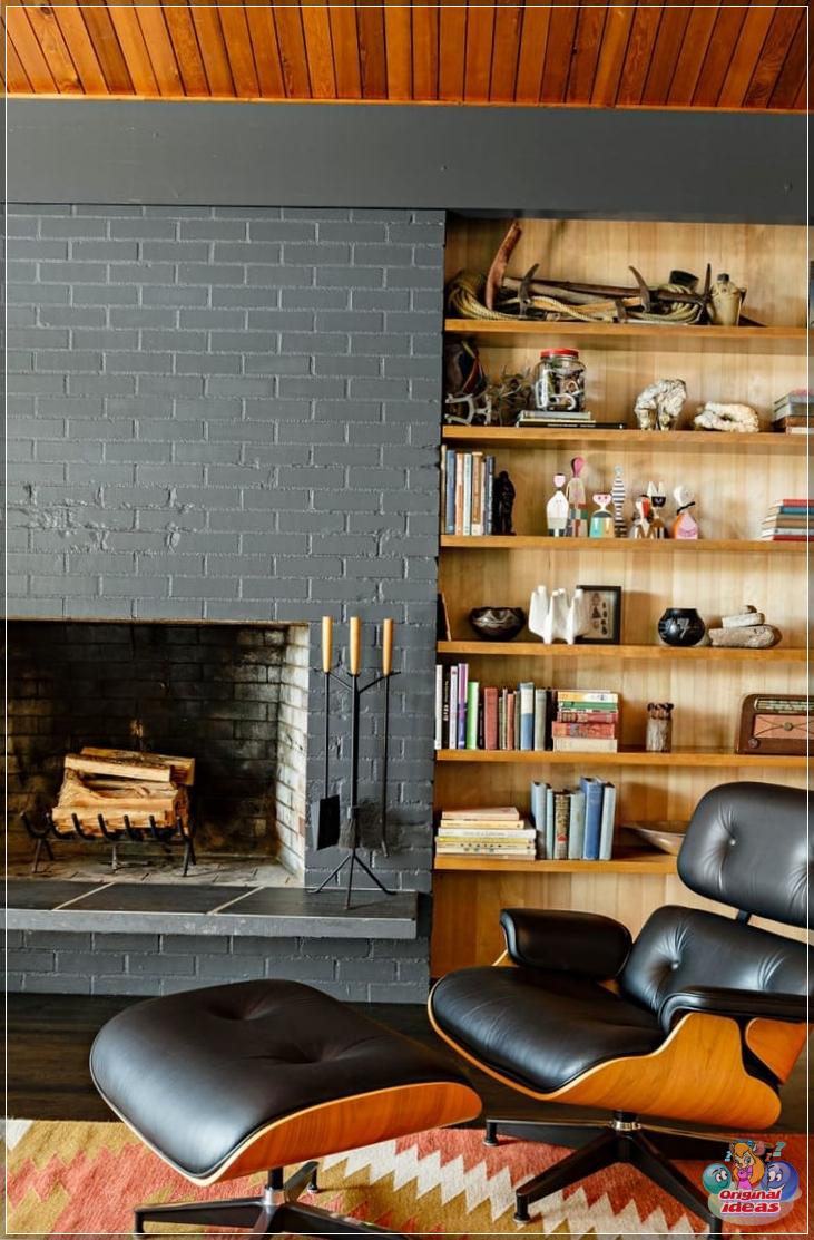 A brick fireplace with classic outlines will suit any interior