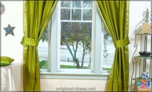 Зялёныя шторы ў інтэр'еры