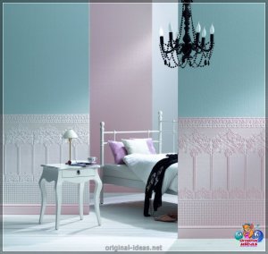 Шпалеры двух колераў - 55 фотаздымкаў лепшых ідэй, як іх аб'яднаць у інтэр'еры