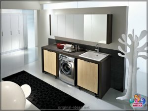 Пральная машына ў ваннай - агляд варыянтаў дызайну і камбінацыі на 80 фотаздымках