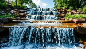 waterfall design, flow patterns, rock selection, plant integration, serene retreats