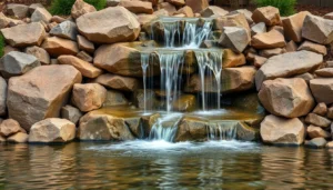 waterfall design, flow patterns, rock selection, plant integration, serene retreats