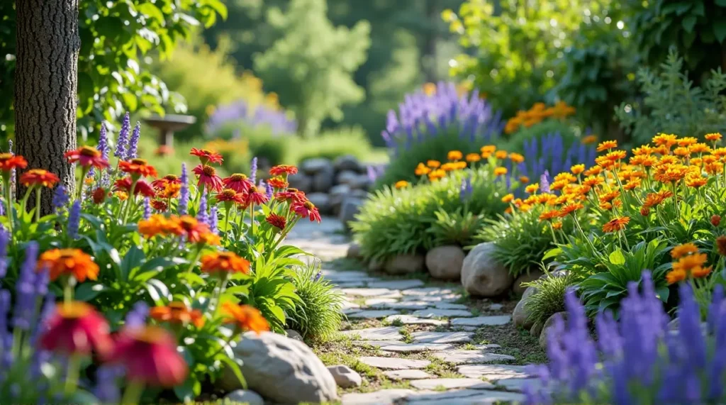 Beautiful Flowerbed and Flower Garden in the Courtyard