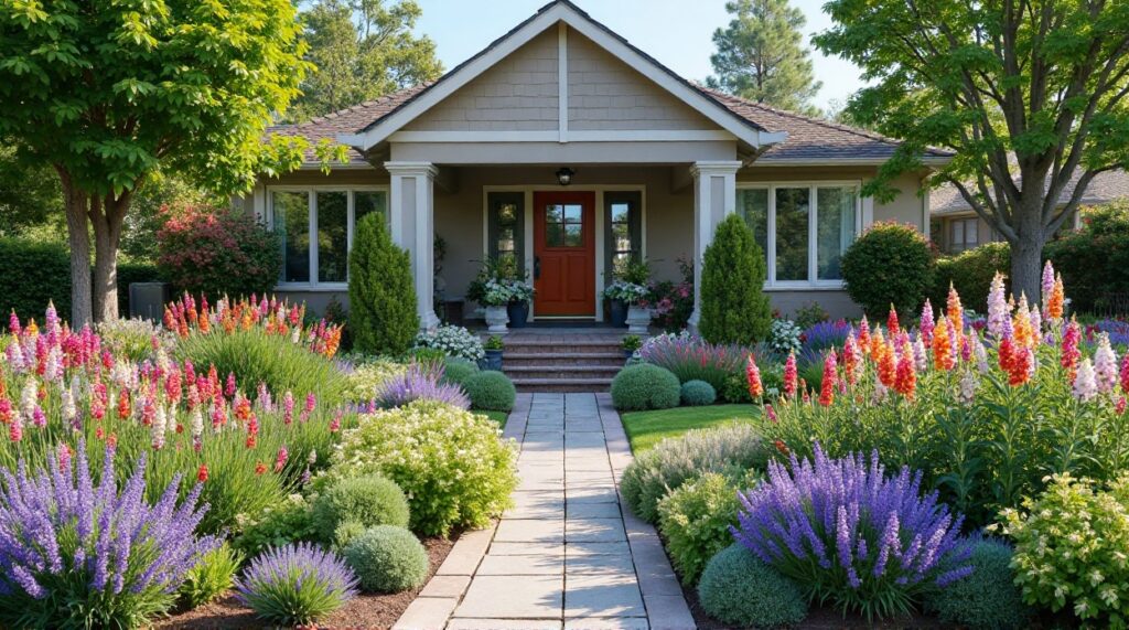 Баланс эстетики и функциональности: советы ландшафтных дизайнеров по обустройству цветниковых клумб перед домом.
