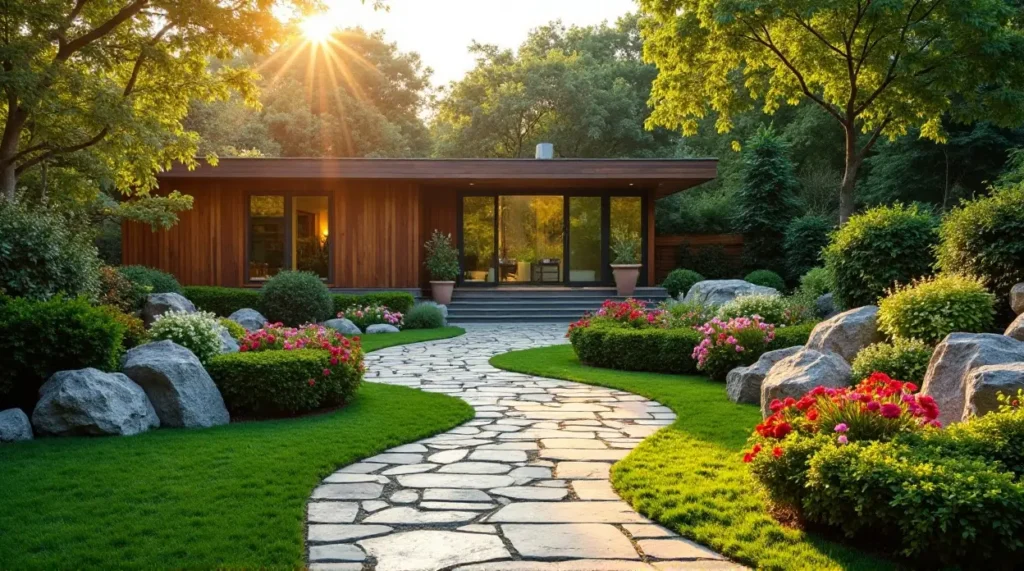 A Contemporary Wooden Retreat Wrapped in Vibrant Gardens