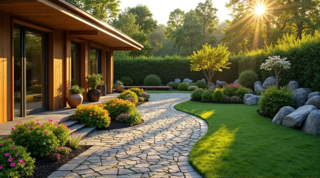 A Contemporary Wooden Retreat Wrapped in Vibrant Gardens