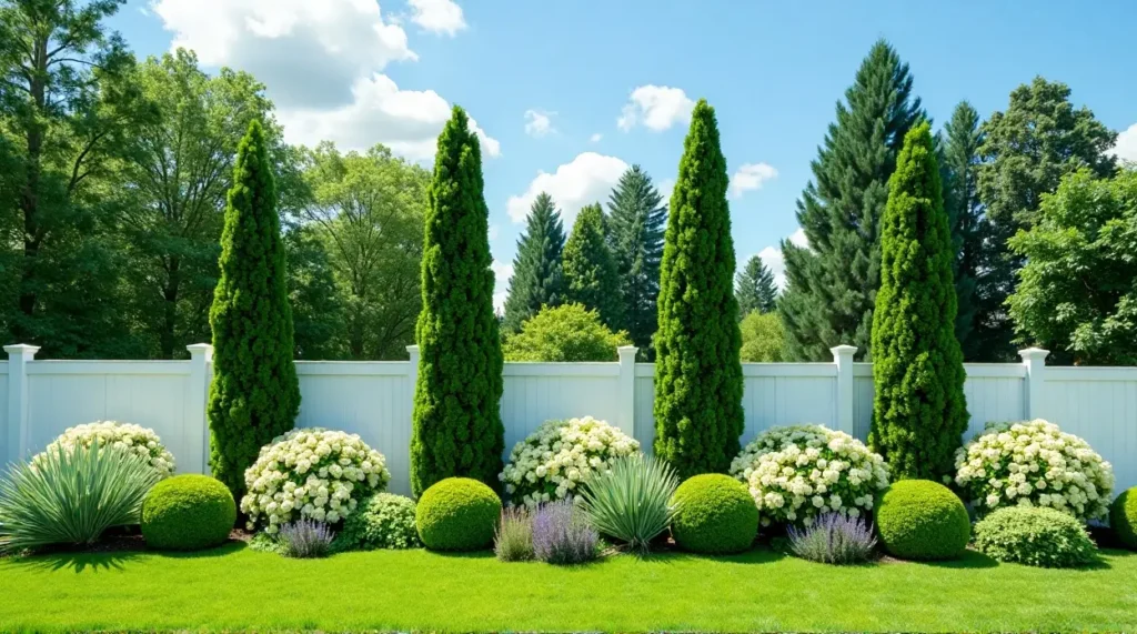 Evergreen Elegance: A Serene Garden Symphony in Bloom