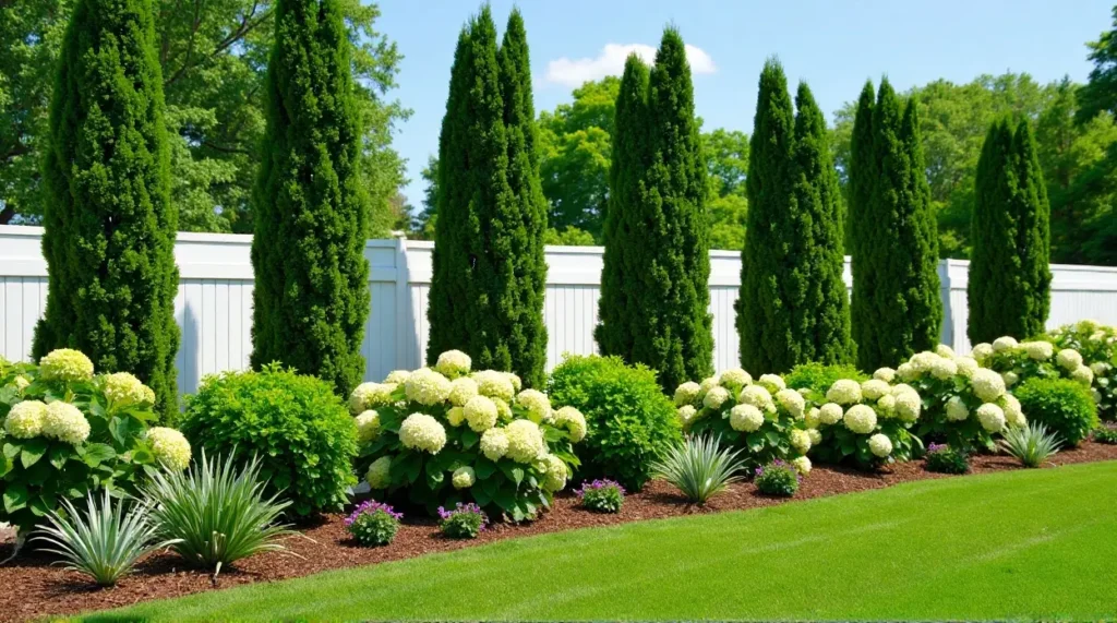 Evergreen Elegance: A Serene Garden Symphony in Bloom