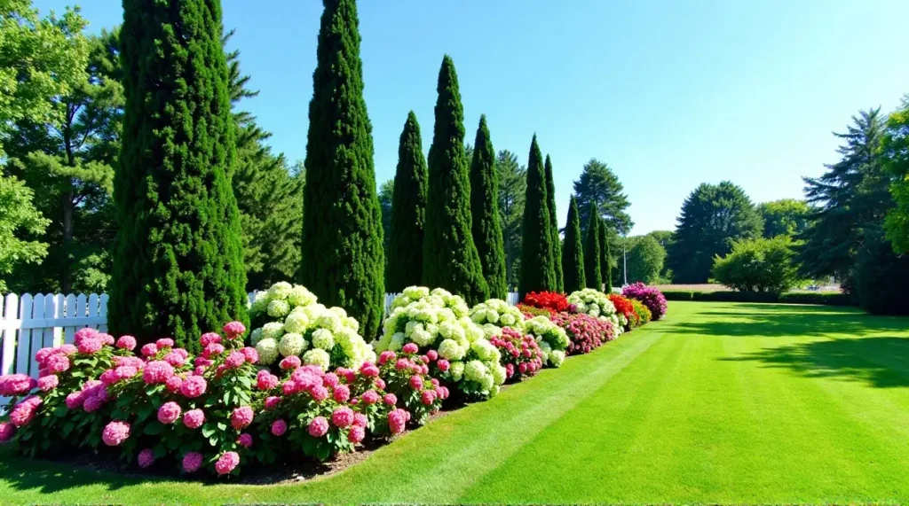 Evergreen Elegance: A Serene Garden Symphony in Bloom