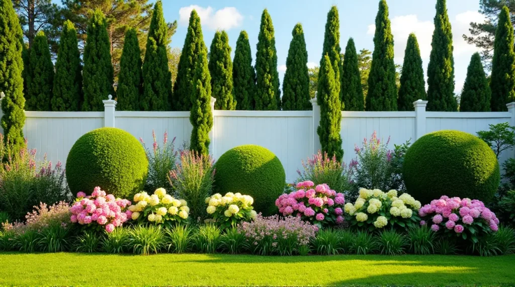 Evergreen Elegance: A Serene Garden Symphony in Bloom
