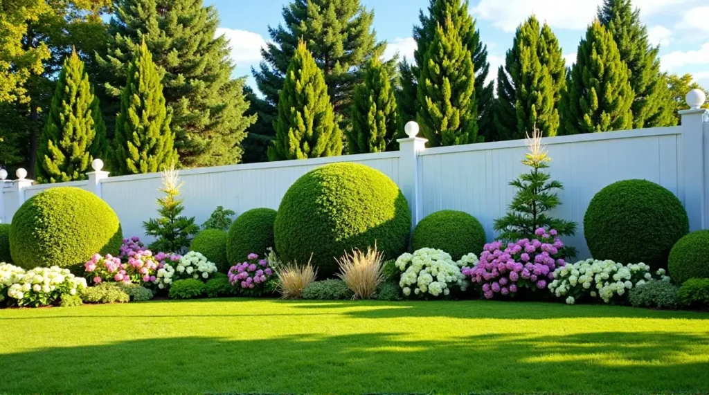 Evergreen Elegance: A Serene Garden Symphony in Bloom