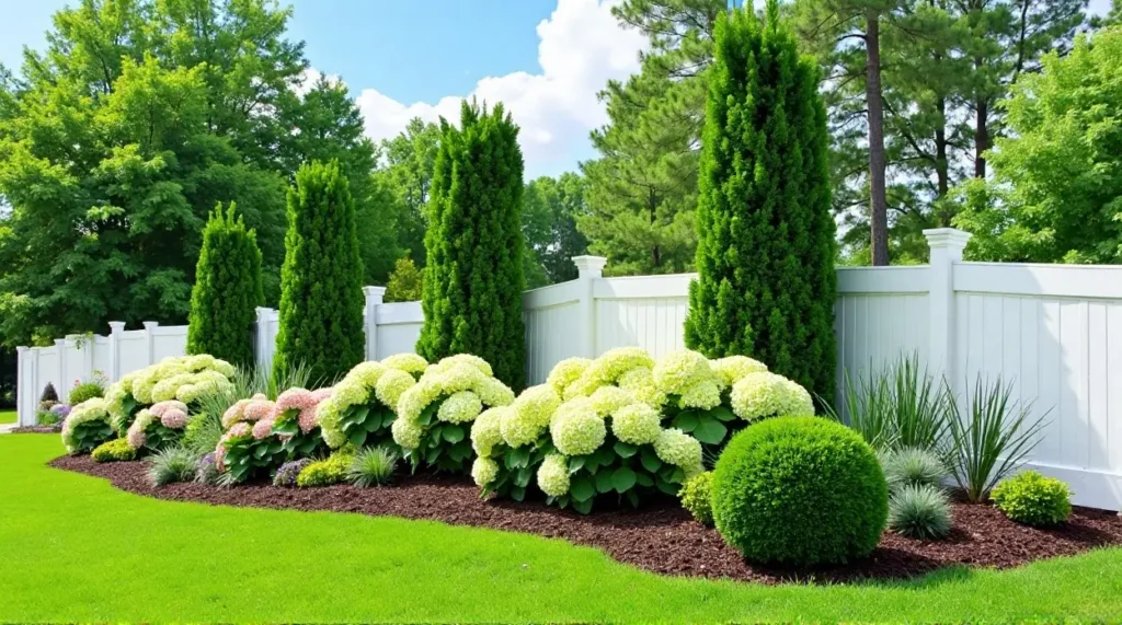Evergreen Elegance: A Serene Garden Symphony in Bloom
