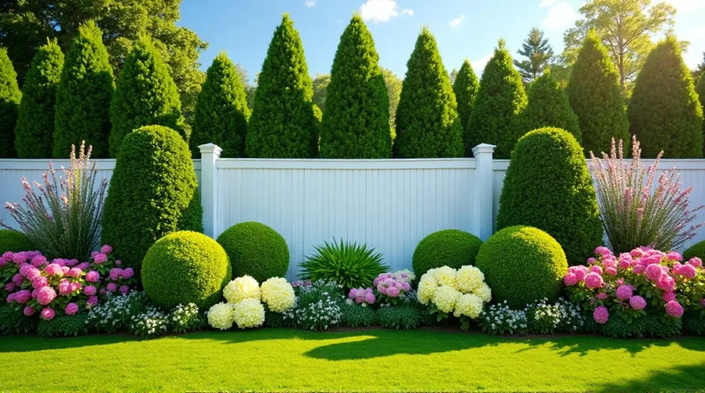 Evergreen Elegance: A Serene Garden Symphony in Bloom