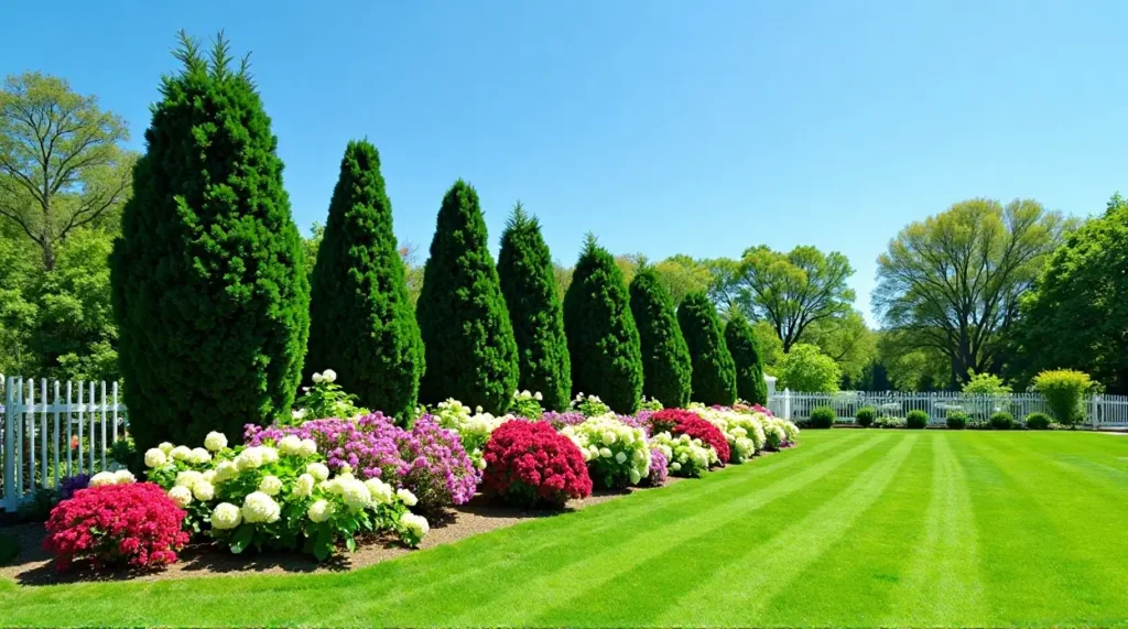 Evergreen Elegance: A Serene Garden Symphony in Bloom