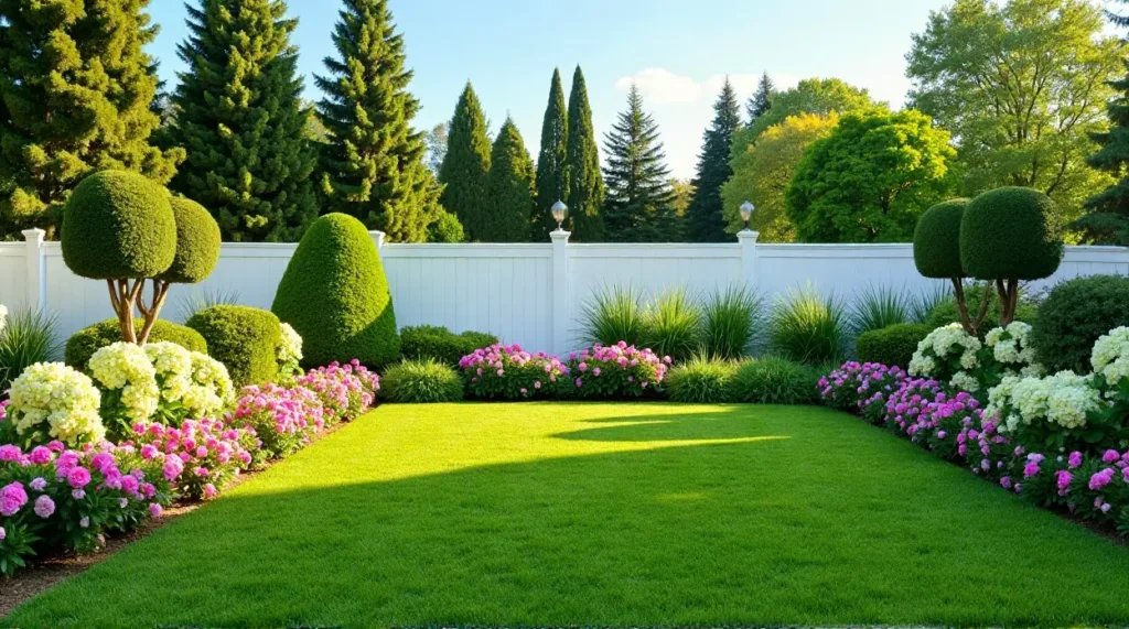Evergreen Elegance: A Serene Garden Symphony in Bloom