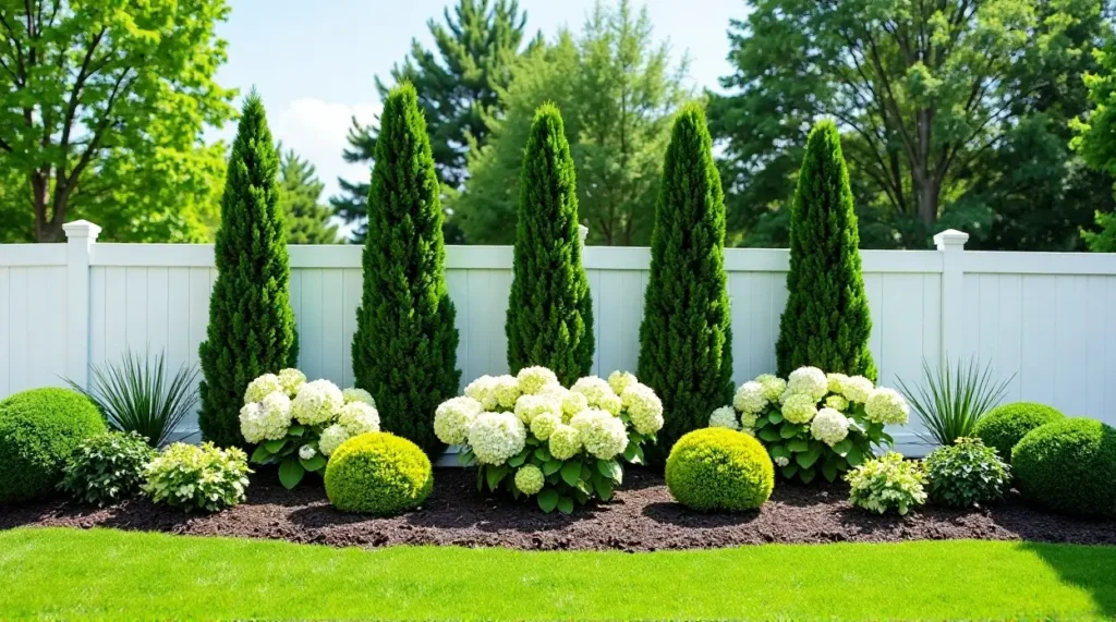 Evergreen Elegance: A Serene Garden Symphony in Bloom
