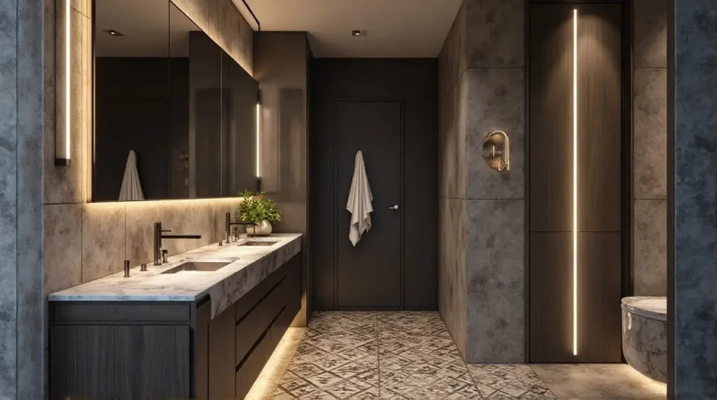 Upgrade Your Bathroom: 5 Fun Modern Design Ideas Transform Space! - Statement Surfaces Layered Lighting