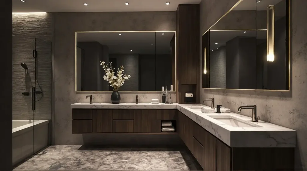 Upgrade Your Bathroom: 5 Fun Modern Design Ideas Transform Space! - Statement Surfaces Layered Lighting