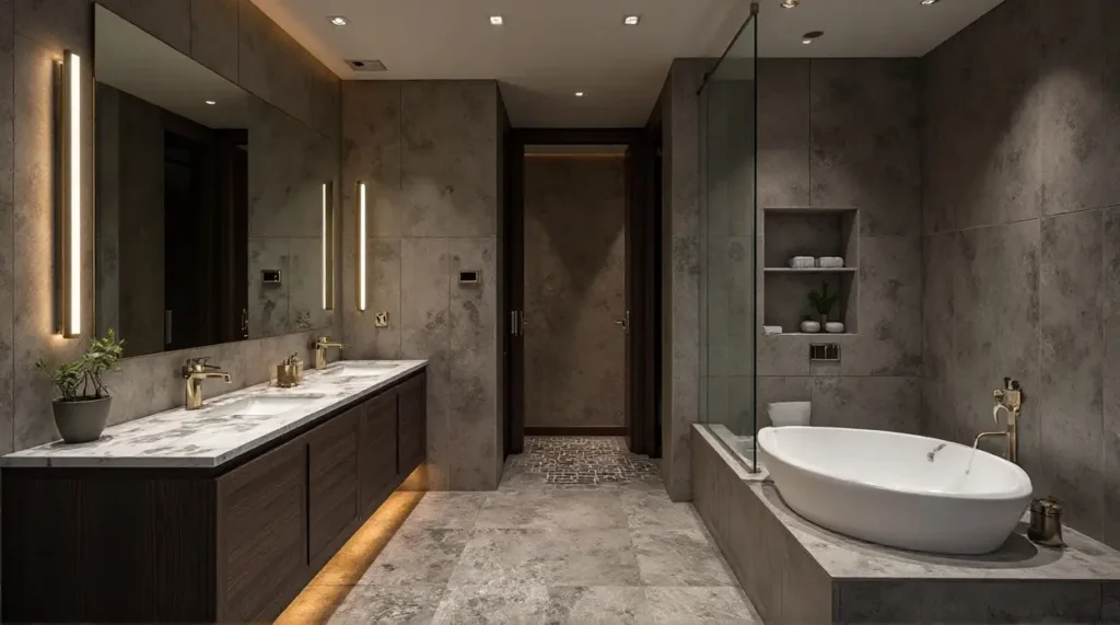Upgrade Your Bathroom: 5 Fun Modern Design Ideas Transform Space! - Statement Surfaces Layered Lighting