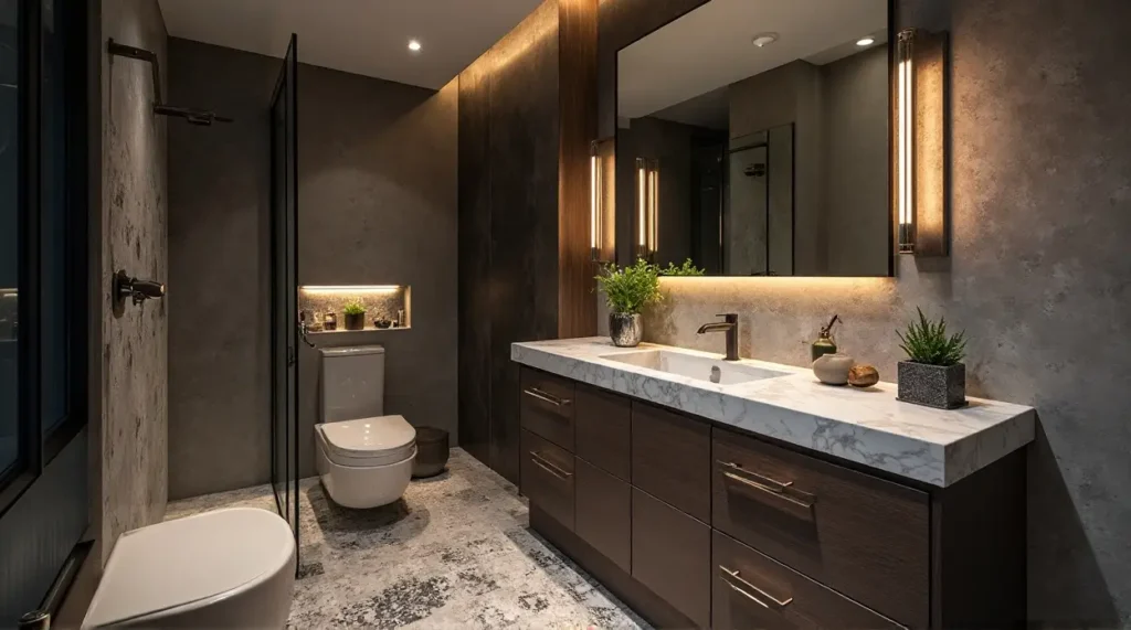 Upgrade Your Bathroom: 5 Fun Modern Design Ideas Transform Space! - Statement Surfaces Layered Lighting
