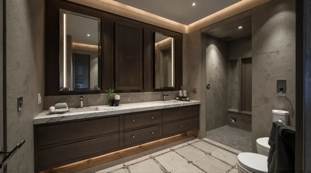 Upgrade Your Bathroom: 5 Fun Modern Design Ideas Transform Space! - Statement Surfaces Layered Lighting