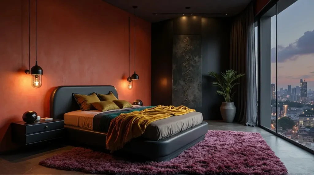 2026 Urban Bedroom Oasis: Bold Curves, Velvet Layers & Moody Indigo Glow