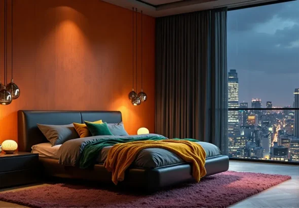2026 Urban Bedroom Oasis: Bold Curves, Velvet Layers & Moody Indigo Glow