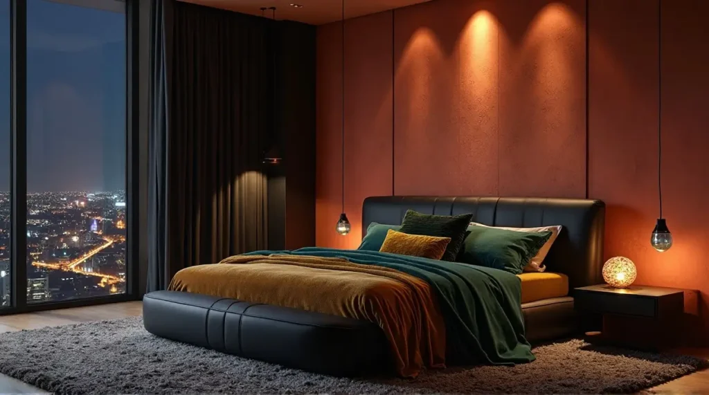 2026 Urban Bedroom Oasis: Bold Curves, Velvet Layers & Moody Indigo Glow