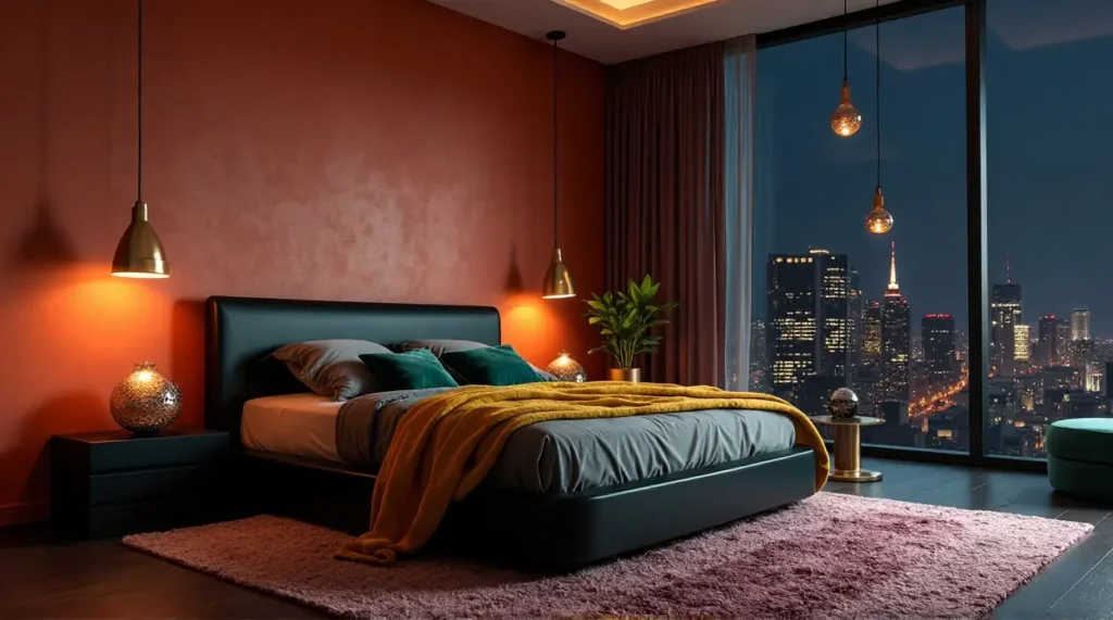2026 Urban Bedroom Oasis: Bold Curves, Velvet Layers & Moody Indigo Glow