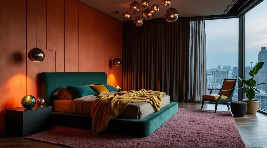 2026 Urban Bedroom Oasis: Bold Curves, Velvet Layers & Moody Indigo Glow